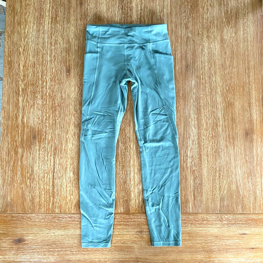 Athleta Girl Sage Green Stash Your Treasures Tights Athletic Leggings Size XL 14
